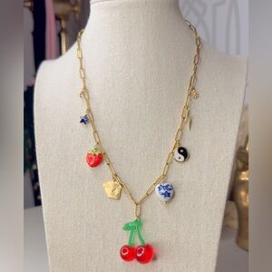 Cherry dreamzzz 🍒 charm necklace! 18kt gold plated 18.5” chain